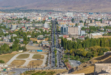 Van, Turkey - at the border with Iran, Van and its wonderful lake are splendid places to visit. Here in the picture the Old Town and the Van Lake seen from the castleのeditorial素材