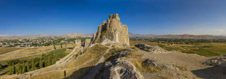 Van, Turkey - at the border with Iran, Van and its wonderful lake are splendid places to visit. Here in the picture the Old Town and the Van Lake seen from the castleのeditorial素材