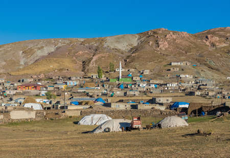 Mount Ararat, Turkey - on the high plain between Ararat and Iran, an amazing display of nature and colorful kurdish villagesのeditorial素材