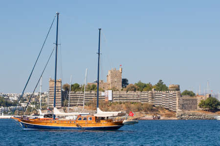 Bodrum, Turkey - a splendid village on the Aegean coast of Turkey, Bodrum presents a wonderful wonderful Old Town right in front an astonishing blue seaのeditorial素材