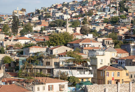 Izmir, Turkey - third most populous city in Turkey, and second largest urban agglomeration on the Aegean Sea, Izmir displays a wonderful Old Town. Here in particular its skylineのeditorial素材