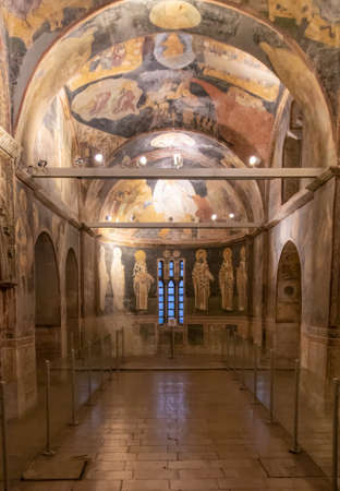Istanbul, Turkey - a medieval Byzantine Greek Orthodox church now converted in a mosque, the Chora Church has become a museum in 1948. Here in particular its mosaics and frescoesのeditorial素材
