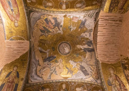 Istanbul, Turkey - a medieval Byzantine Greek Orthodox church now converted in a mosque, the Chora Church has become a museum in 1948. Here in particular its mosaics and frescoesのeditorial素材