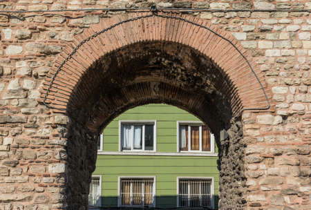 Istanbul, Turkey - probably the most famous and visited Istanbul area, the Golden Horn displays dozens of landmarks. Here in particular the Valens Aqueductのeditorial素材