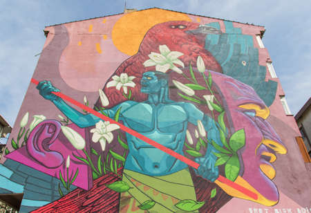 Istanbul, Turkey - Istanbul displays a huge amount of beautiful painting and murals, expecially around the Kadik?y district, on the Asian Sideのeditorial素材