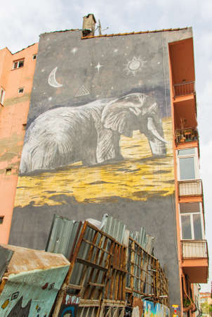 Istanbul, Turkey - Istanbul displays a huge amount of beautiful painting and murals, expecially around the Kadik?y district, on the Asian Sideのeditorial素材