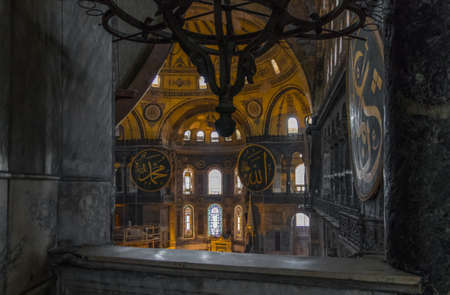 Istanbul, Turkey - a former Greek Orthodox Christian cathedral converted in a mosque and today in a museum, Hagia Sofia is a main landmark. Here in particular its frescoes and mosaicsのeditorial素材