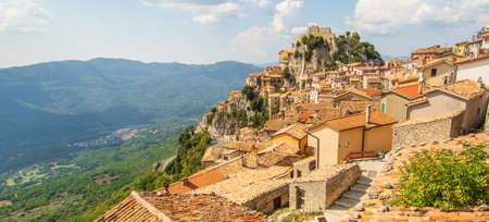 Cervara di Roma, Italy - one of the most picturesque villages of the Apennine Mountains, Cervara lies around 1000 above the sea level, watching the Aniene river valley from the topの写真素材