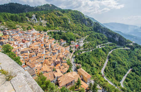 Cervara di Roma, Italy - one of the most picturesque villages of the Apennine Mountains, Cervara lies around 1000 above the sea level, watching the Aniene river valley from the topの写真素材
