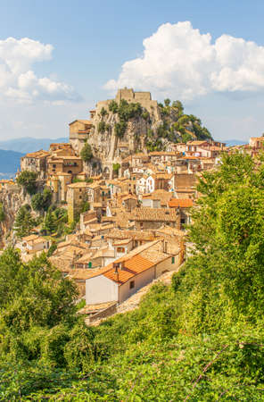 Cervara di Roma, Italy - one of the most picturesque villages of the Apennine Mountains, Cervara lies around 1000 above the sea level, watching the Aniene river valley from the topの写真素材