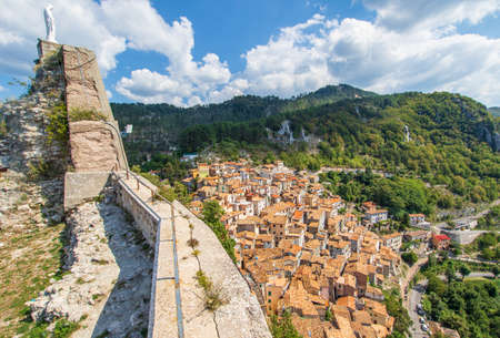 Cervara di Roma, Italy - one of the most picturesque villages of the Apennine Mountains, Cervara lies around 1000 above the sea level, watching the Aniene river valley from the topの写真素材