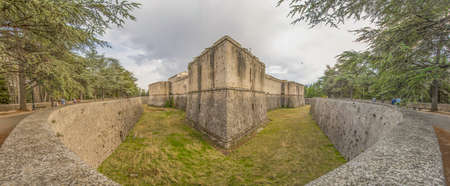 L'Aquila, Italy - built during the 16th century and a powerfull trace of the Spanish domination, the Forte Spagnolo is probably the main tourist site in l'Aquilaの写真素材