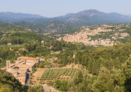 Subiaco, Italy - one of the 12 monasteries founded in Subiaco by Benedict of Nursia, Santa Scolastica is the oldest Benedictine in the Worldの写真素材