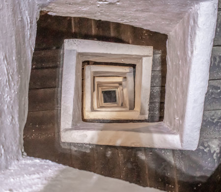 Naples, Italy - built more than 2500 years ago, and widely used during World War II, the Naples subterranean system is a main turist attraction today. Here in particular the staircaseのeditorial素材