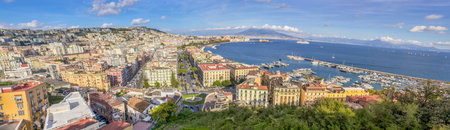 Naples, Italy - one of the most enchanting landscapes in the country, the Gulf on Naples and the Mount Vesuvius are worldwide famous. Here the gulf and the volcano seen from Posillipo