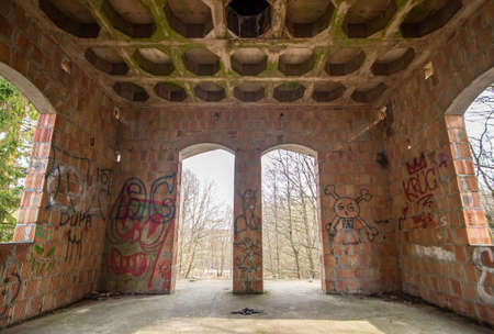 Åapalice, Poland - built in 1983 but never finished, the ruins of Åapalice Castle are an interesting tourist attractions in northern Poland. Here in particular its interiorsのeditorial素材