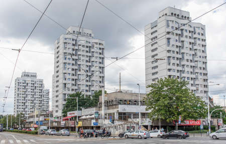 Wroclaw, Poland - part of the USSR sphere of influence for almost 50 years, Wroclaw still display some Socialist Architecture. Here in particular a residential buildingのeditorial素材