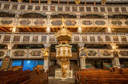 Jawor, Poland - finished in 1655 and a Unesco World Heritage Site, the Church of Peace in Jawor is a wooden masterpiece. Here in particular the interiorsのeditorial素材