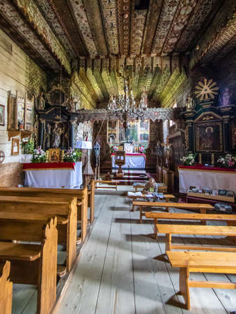 Debno, Poland - completed 15th Century, the St. Michael Archangel's Church in Debno is a Unesco World Heritage Site. Here in particular the interiorsのeditorial素材