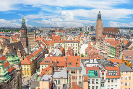 Wroclaw, Poland - largest city of Silesia, Wroclaw displays a colorful Old Town that becomes even more amazing if seen from the top of St Mary Magdalene Churchのeditorial素材