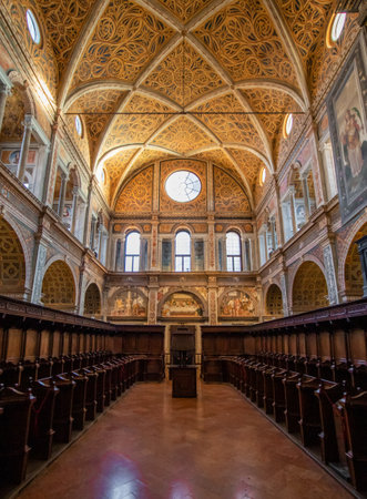 Milano, Italy - the church of San Maurizio al Monastero Maggiore displays some of the most wonderful frescoes in Italy. Here in particular the hall of the nunsのeditorial素材