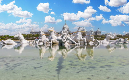Tainan, Taiwan - established in 1992, the Chimei Museum is one of the main museums in Taiwan. Here in particular the white marble facadeのeditorial素材