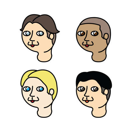 Types of men face isolated on white backgroundのイラスト素材