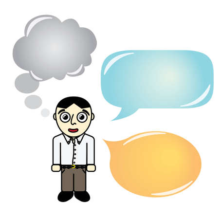 Cartoon man with different type of Talking Bubbleのイラスト素材