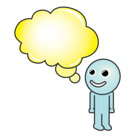 Cartoon man with Thinking Bubbleのイラスト素材