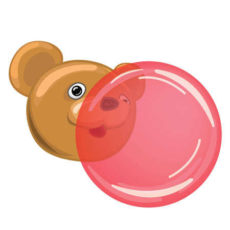 Bear blowing Bubble Gumのイラスト素材
