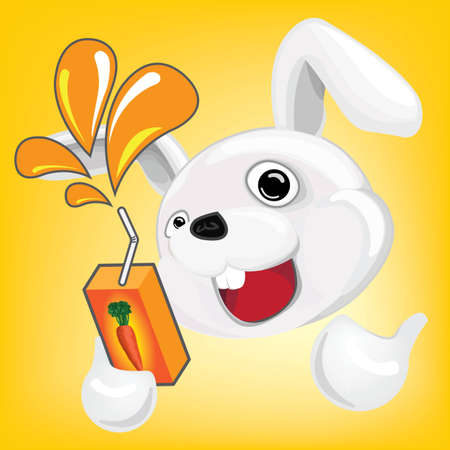 Cartoon Rabbit with Carrot Juiceのイラスト素材