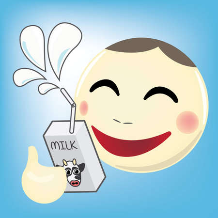 Cartoon man with UHT Milk のイラスト素材