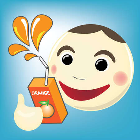 Cartoon man with Orange Juiceのイラスト素材
