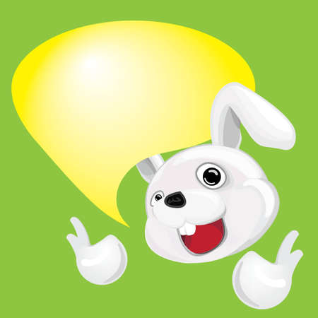 Cartoon Rabbit with Talking bubbleのイラスト素材