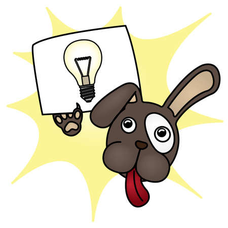 Cartoon Dog with Bright Idea paperのイラスト素材