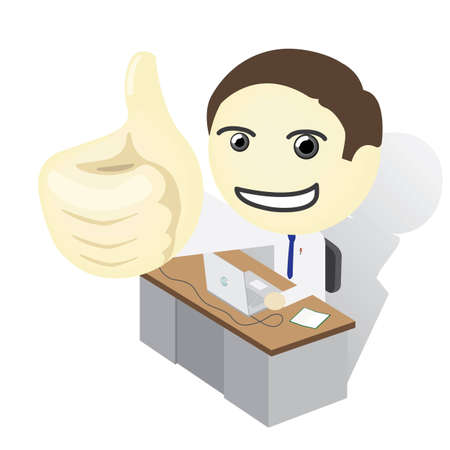 Man on a desk Thumb Up のイラスト素材