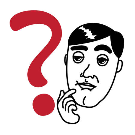 Man in Doubt with Question Markのイラスト素材