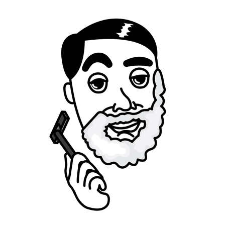 Man Shaving Face with Shaving Stickのイラスト素材