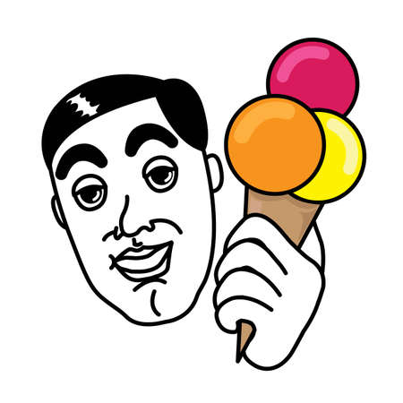 Man with a sweet ice cream coneのイラスト素材