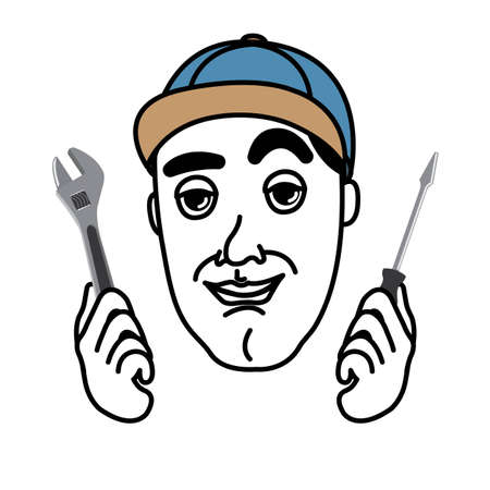 Mechanic man with fixing toolsのイラスト素材