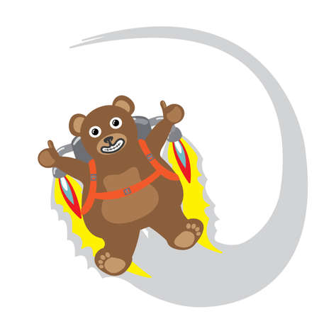Cartoon little bear with jetpackのイラスト素材