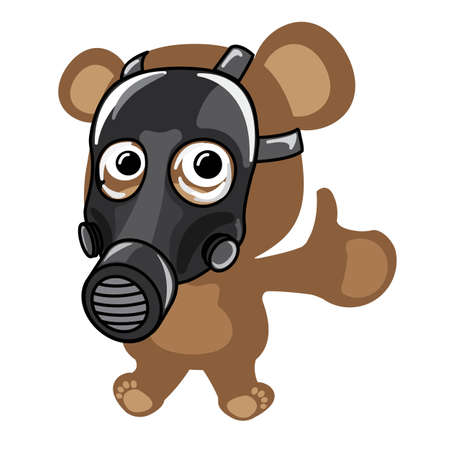 Little bear wearing gasmaskのイラスト素材