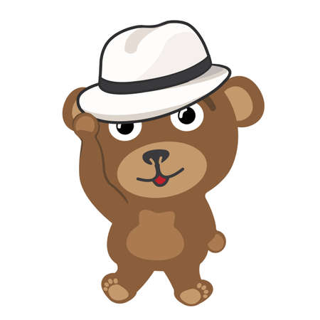 Little bear wearing vintage hatのイラスト素材