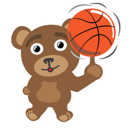Little bear spinning basketballのイラスト素材