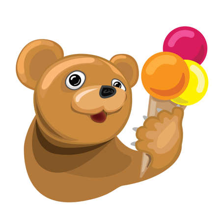 Cartoon bear with ice cream coneのイラスト素材