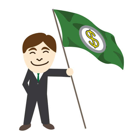 Business man with US dollar flag bannerのイラスト素材
