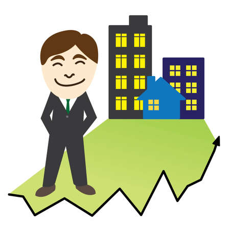 Real estate investor with graph and arrowのイラスト素材