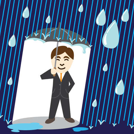 Business man holding umbrella in the rainのイラスト素材