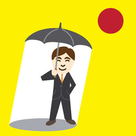Business man holding umbrella against the sunのイラスト素材