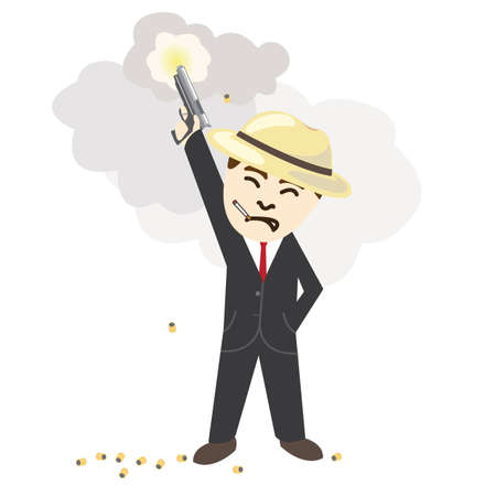 Vintage mafia firing gunのイラスト素材